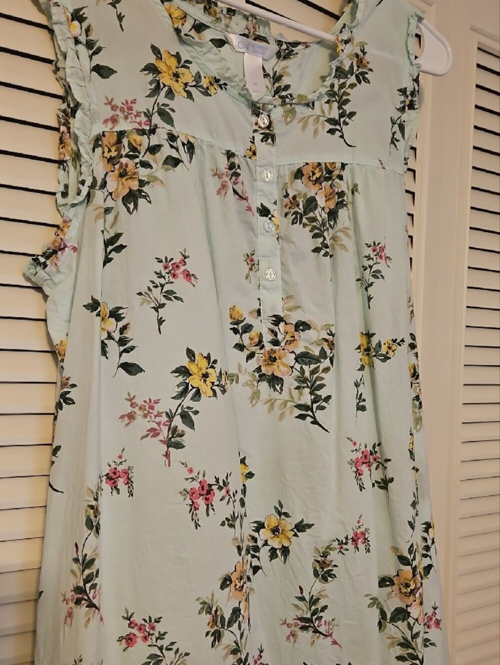 Adonna Light Mint Floral Midi Cotton Dress with Yellow Blossoms - Picture 5 of 10